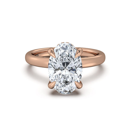 Load image 1 in gallery view. Rose Gold Oval Diamond Engagement Ring with Solitaire Band | Waco Diamonds Is Located In Waco, TX | Central Texas' #1 Engagement Ring Store With Lifetime Warranty