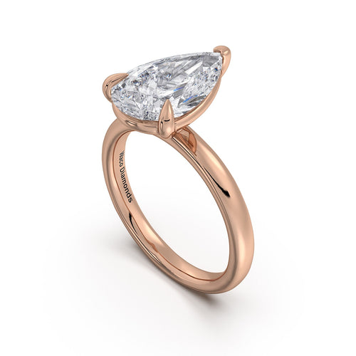 Load image 1 in gallery view. Rose Gold Pear Diamond Engagement Ring with Solitaire Band Side Profile | Waco Diamonds Is Located In Waco, TX | Central Texas' #1 Engagement Ring Store With Lifetime Warranty
