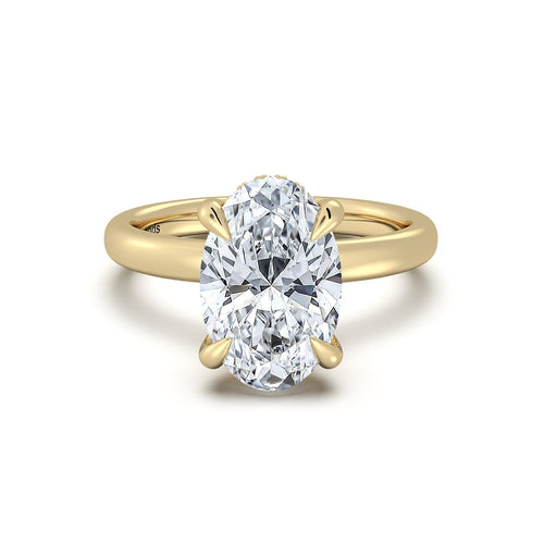 Load image 1 in gallery view. Yellow Gold Oval Diamond Engagement Ring with Solitaire Band | Waco Diamonds Is Located In Waco, TX | Central Texas' #1 Engagement Ring Store With Lifetime Warranty