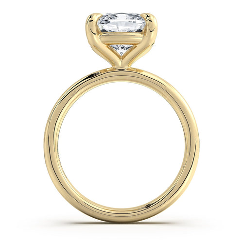 Load image 1 in gallery view. Yellow Gold Cushion Diamond Engagement Ring with Solitaire Band Profile View | Waco Diamonds Is Located In Waco, TX | Central Texas' #1 Engagement Ring Store With Lifetime Warranty