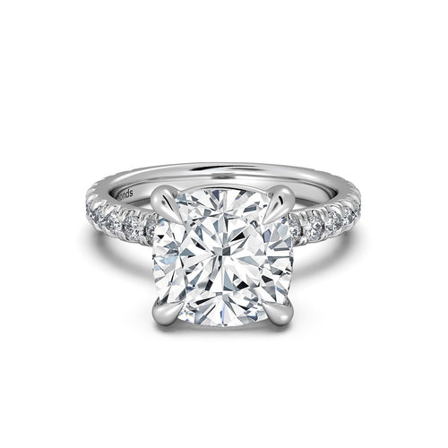 Load image 1 in gallery view. White Gold Cushion Diamond Engagement Ring with Pave Band | Waco Diamonds Is Located In Waco, TX | Central Texas' #1 Engagement Ring Store With Lifetime Warranty