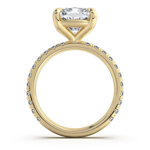 Load image 1 in gallery view. Yellow Gold Cushion Diamond Engagement Ring with Pave Band | Waco Diamonds Is Located In Waco, TX | Central Texas' #1 Engagement Ring Store With Lifetime Warranty