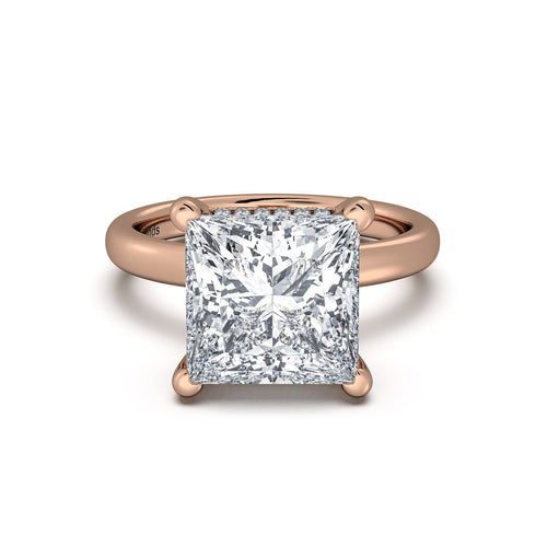 Load image 1 in gallery view. Rose Gold Princess Diamond Engagement Ring with Solitaire Band | Waco Diamonds Is Located In Waco, TX | Central Texas' #1 Engagement Ring Store With Lifetime Warranty