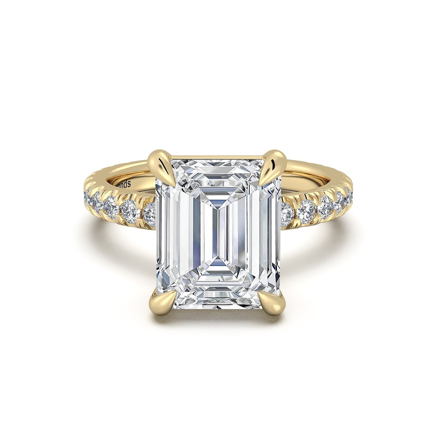 Yellow Gold Radiant Diamond Engagement Ring with Pave Band | Waco Diamonds Is Located In Waco, TX | Central Texas' #1 Engagement Ring Store With Lifetime Warranty