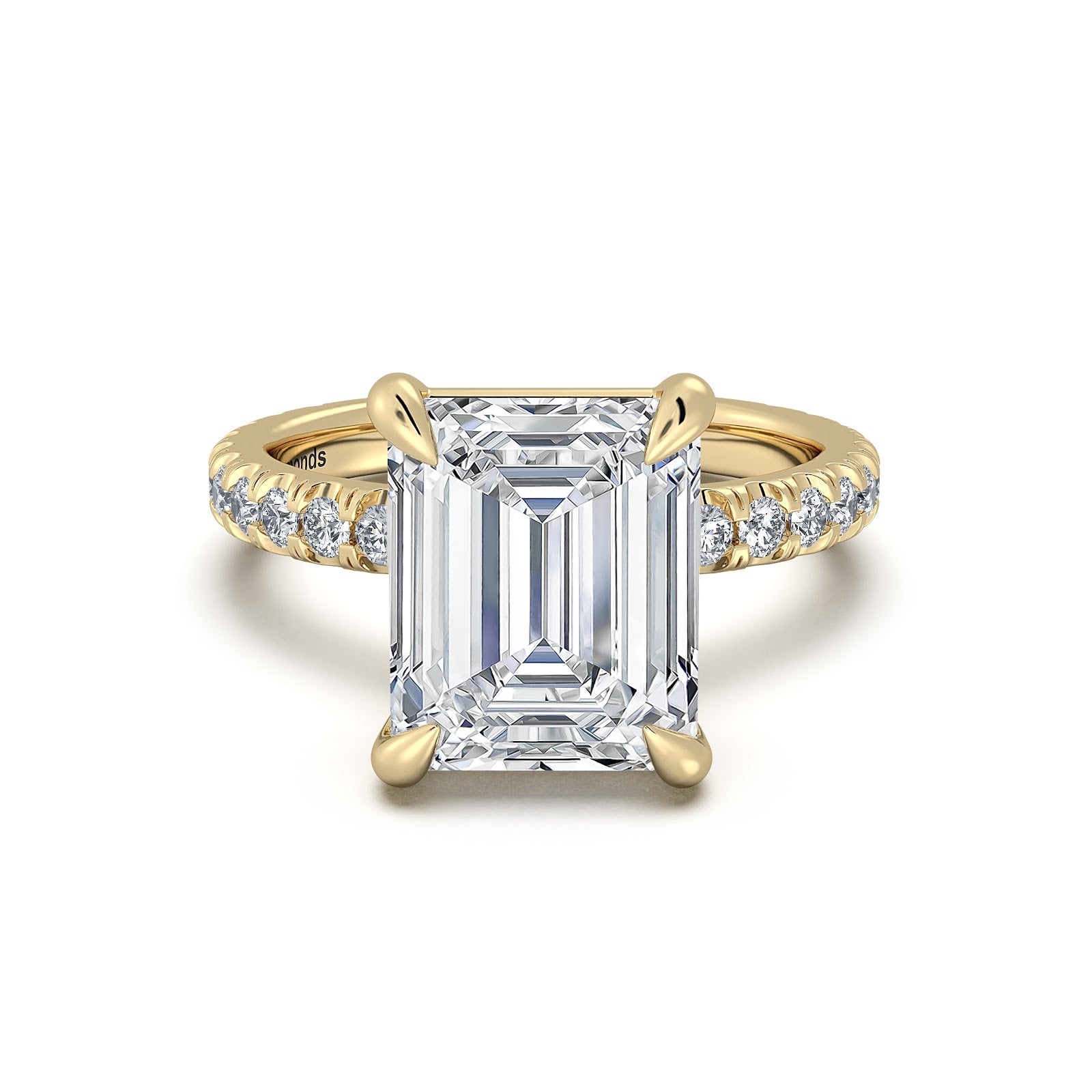Yellow Gold Radiant Diamond Engagement Ring with Pave Band | Waco Diamonds Is Located In Waco, TX | Central Texas' #1 Engagement Ring Store With Lifetime Warranty