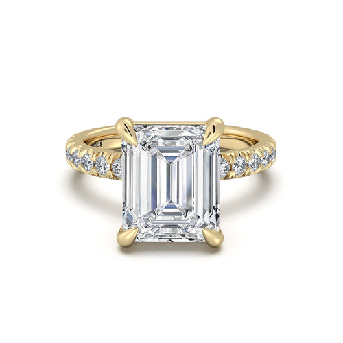 Load image 1 in gallery view. Yellow Gold Radiant Diamond Engagement Ring with Pave Band | Waco Diamonds Is Located In Waco, TX | Central Texas' #1 Engagement Ring Store With Lifetime Warranty