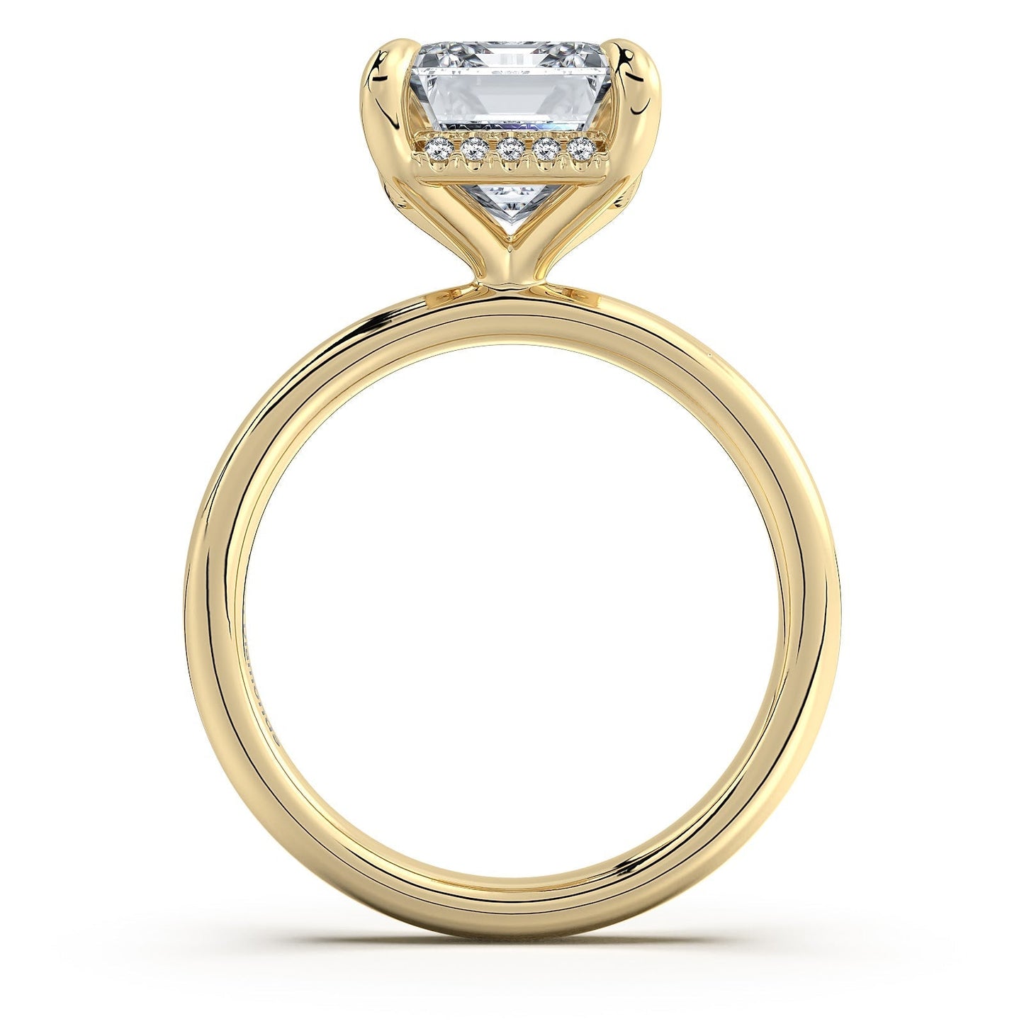 Yellow Gold Emerald Diamond Engagement Ring with Solitaire Band | Waco Diamonds Is Located In Waco, TX | Central Texas' #1 Engagement Ring Store With Lifetime Warranty