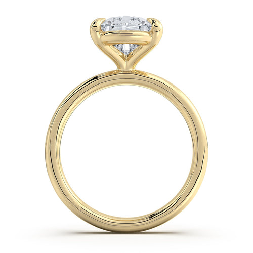 Load image 1 in gallery view. Yellow Gold Pear Diamond Engagement Ring with Solitaire Band Profile View | Waco Diamonds Is Located In Waco, TX | Central Texas' #1 Engagement Ring Store With Lifetime Warranty