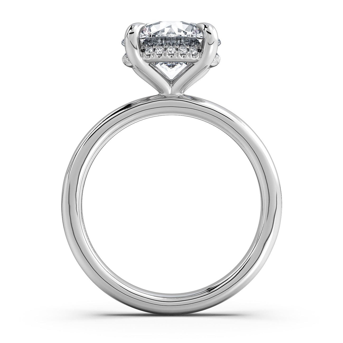 White Gold Round Diamond Engagement Ring with Solitaire Band Profile View | Waco Diamonds Is Located In Waco, TX | Central Texas' #1 Engagement Ring Store With Lifetime Warranty