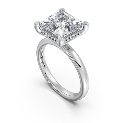 Load image 1 in gallery view. White Gold Princess Diamond Engagement Ring with Solitaire Band Side Profile | Waco Diamonds Is Located In Waco, TX | Central Texas' #1 Engagement Ring Store With Lifetime Warranty