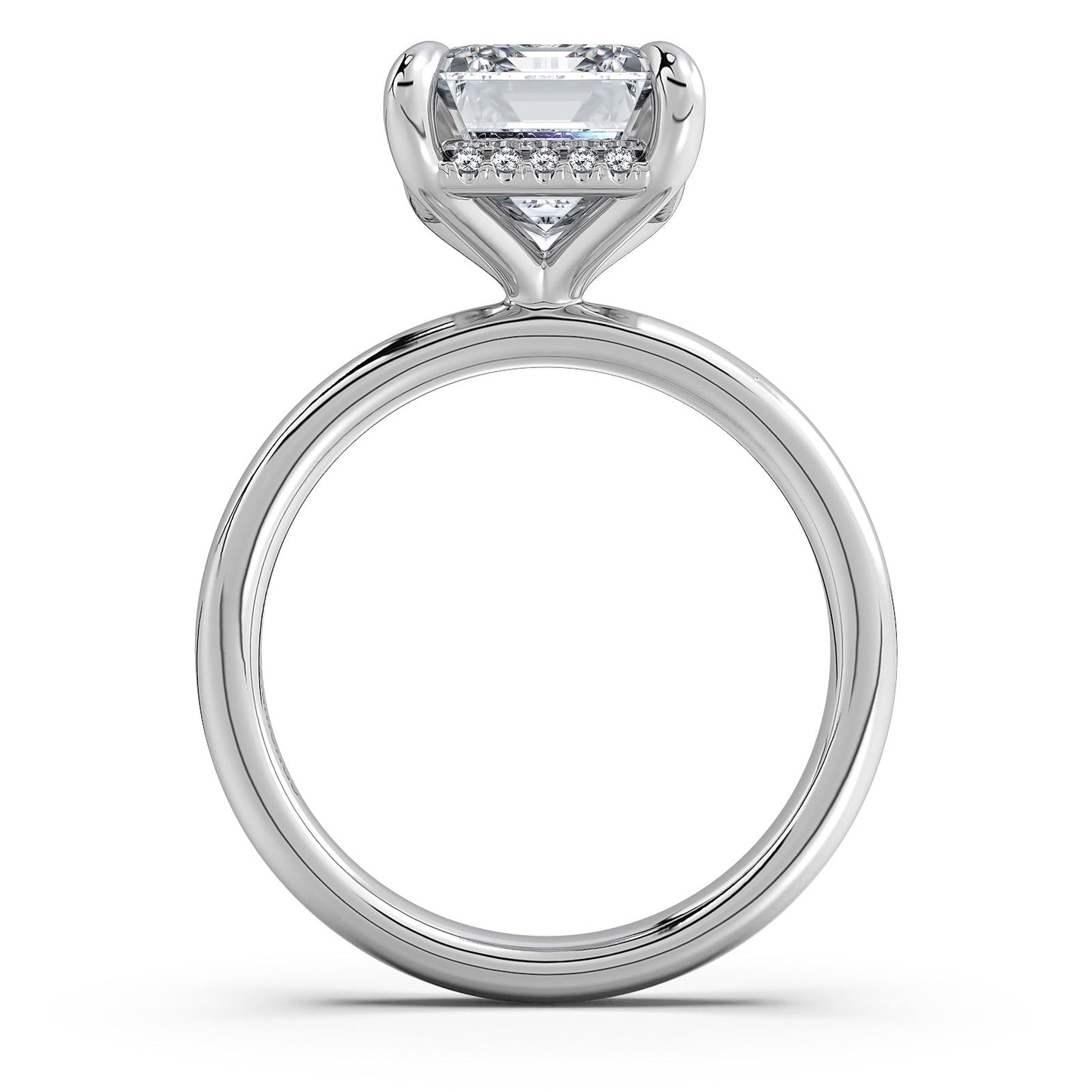 White Gold Emerald Diamond Engagement Ring with Solitaire Band Profile View | Waco Diamonds Is Located In Waco, TX | Central Texas' #1 Engagement Ring Store With Lifetime Warranty