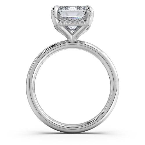 Load image 1 in gallery view. White Gold Emerald Diamond Engagement Ring with Solitaire Band Profile View | Waco Diamonds Is Located In Waco, TX | Central Texas' #1 Engagement Ring Store With Lifetime Warranty