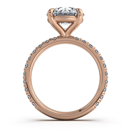 Load image 1 in gallery view. Rose Gold Round Diamond Engagement Ring with Pave Band | Waco Diamonds Is Located In Waco, TX | Central Texas' #1 Engagement Ring Store With Lifetime Warranty