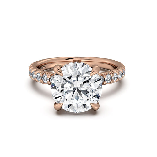 Load image 1 in gallery view. Rose Gold Round Diamond Engagement Ring with Pave Band | Waco Diamonds Is Located In Waco, TX | Central Texas' #1 Engagement Ring Store With Lifetime Warranty