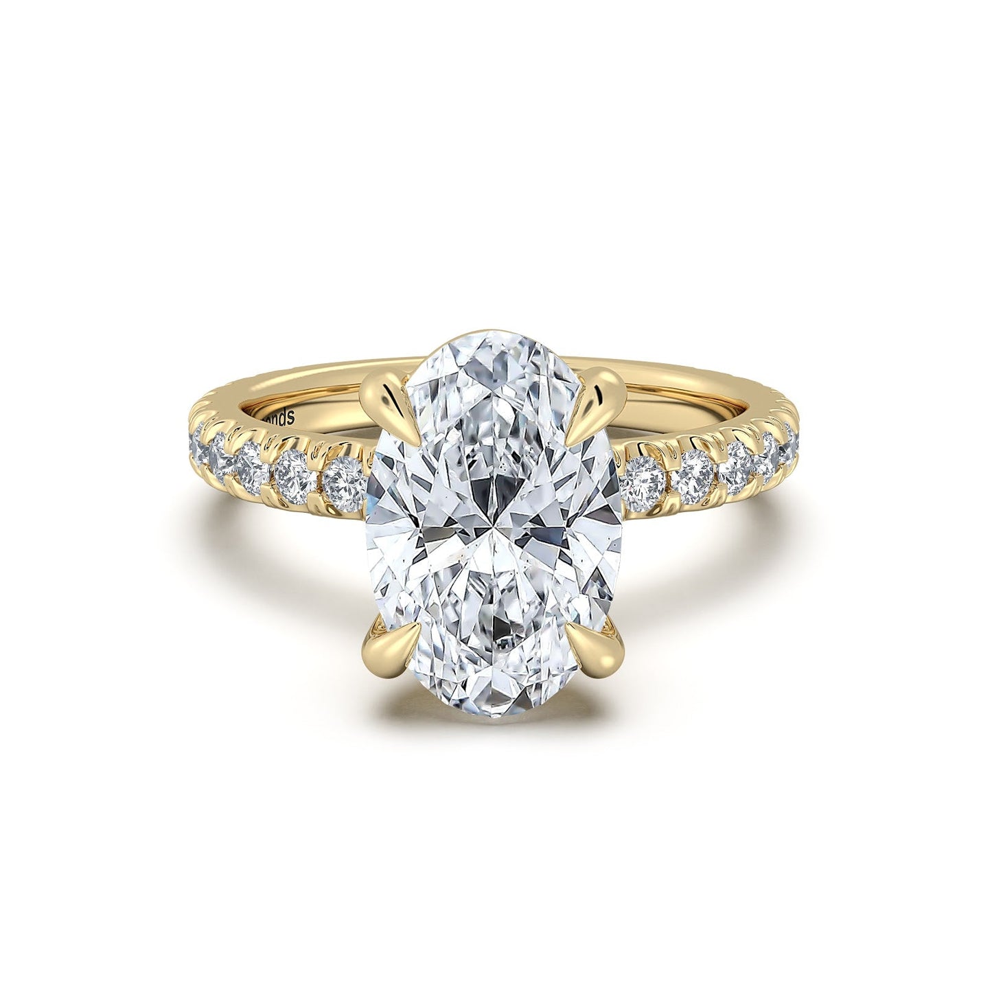 Yellow Gold Oval Diamond Engagement Ring with Pave Band | Waco Diamonds Is Located In Waco, TX | Central Texas' #1 Engagement Ring Store With Lifetime Warranty