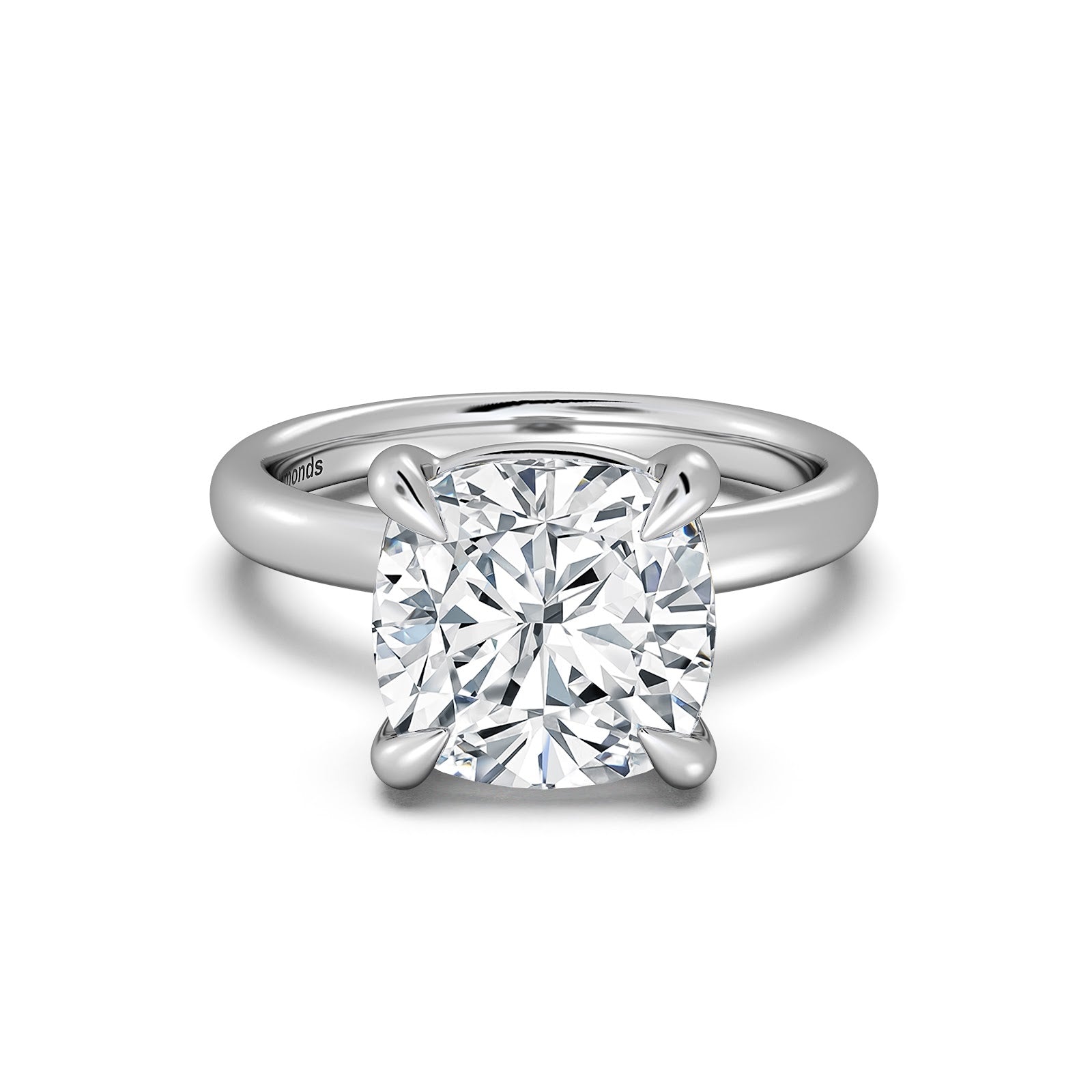 White Gold Cushion Diamond Engagement Ring with Solitaire Band | Waco Diamonds Is Located In Waco, TX | Central Texas' #1 Engagement Ring Store With Lifetime Warranty