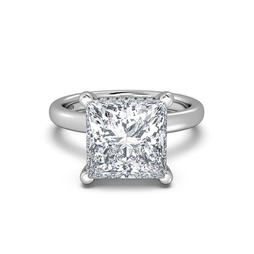 Load image 1 in gallery view. White Gold Princess Diamond Engagement Ring with Solitaire Band | Waco Diamonds Is Located In Waco, TX | Central Texas' #1 Engagement Ring Store With Lifetime Warranty