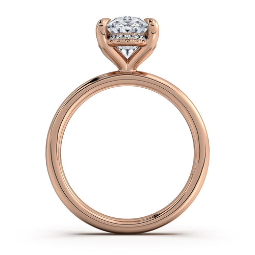 Load image 1 in gallery view. Rose Gold Oval Diamond Engagement Ring with Solitaire Band Profile View | Waco Diamonds Is Located In Waco, TX | Central Texas' #1 Engagement Ring Store With Lifetime Warranty
