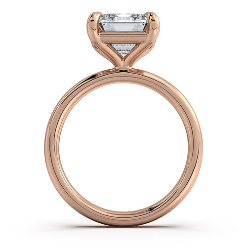 Load image 1 in gallery view. Rose Gold Emerald Diamond Engagement Ring with Solitaire Band Profile View | Waco Diamonds Is Located In Waco, TX | Central Texas' #1 Engagement Ring Store With Lifetime Warranty