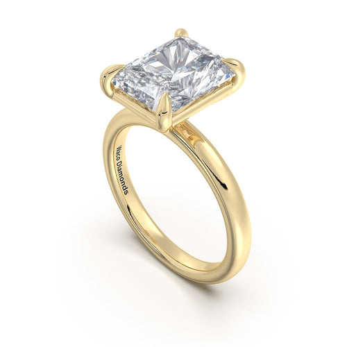 Load image 1 in gallery view. Yellow Gold Radiant Diamond Engagement Ring with Solitaire Band Side Profile | Waco Diamonds Is Located In Waco, TX | Central Texas' #1 Engagement Ring Store With Lifetime Warranty