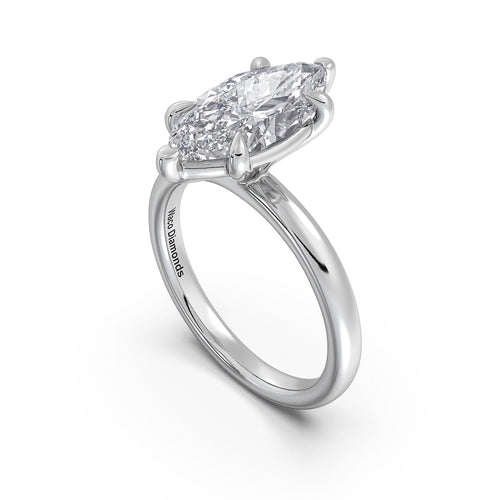 Load image 1 in gallery view. White Gold Marquise Diamond Engagement Ring with Solitaire Band Side Profile | Waco Diamonds Is Located In Waco, TX | Central Texas' #1 Engagement Ring Store With Lifetime Warranty