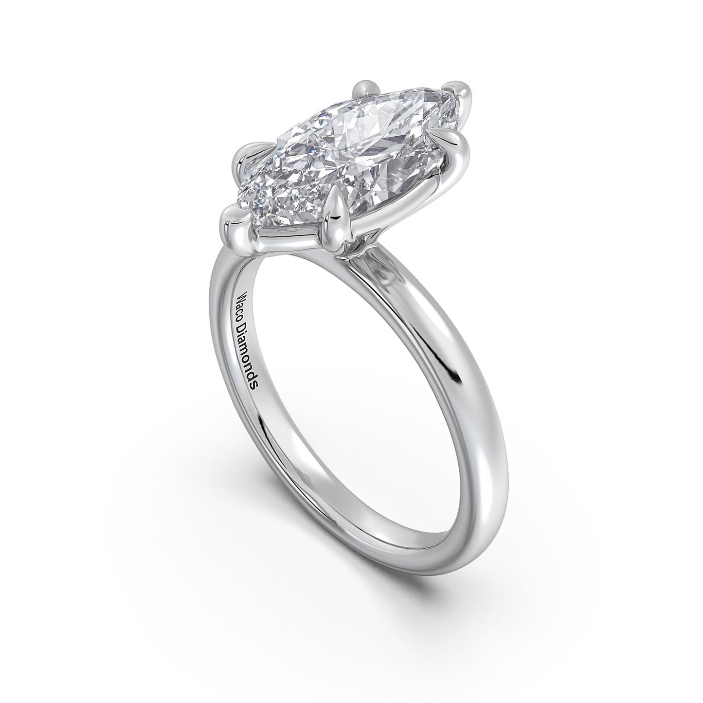 White Gold Marquise Diamond Engagement Ring with Solitaire Band | Waco Diamonds Is Located In Waco, TX | Central Texas' #1 Engagement Ring Store With Lifetime Warranty