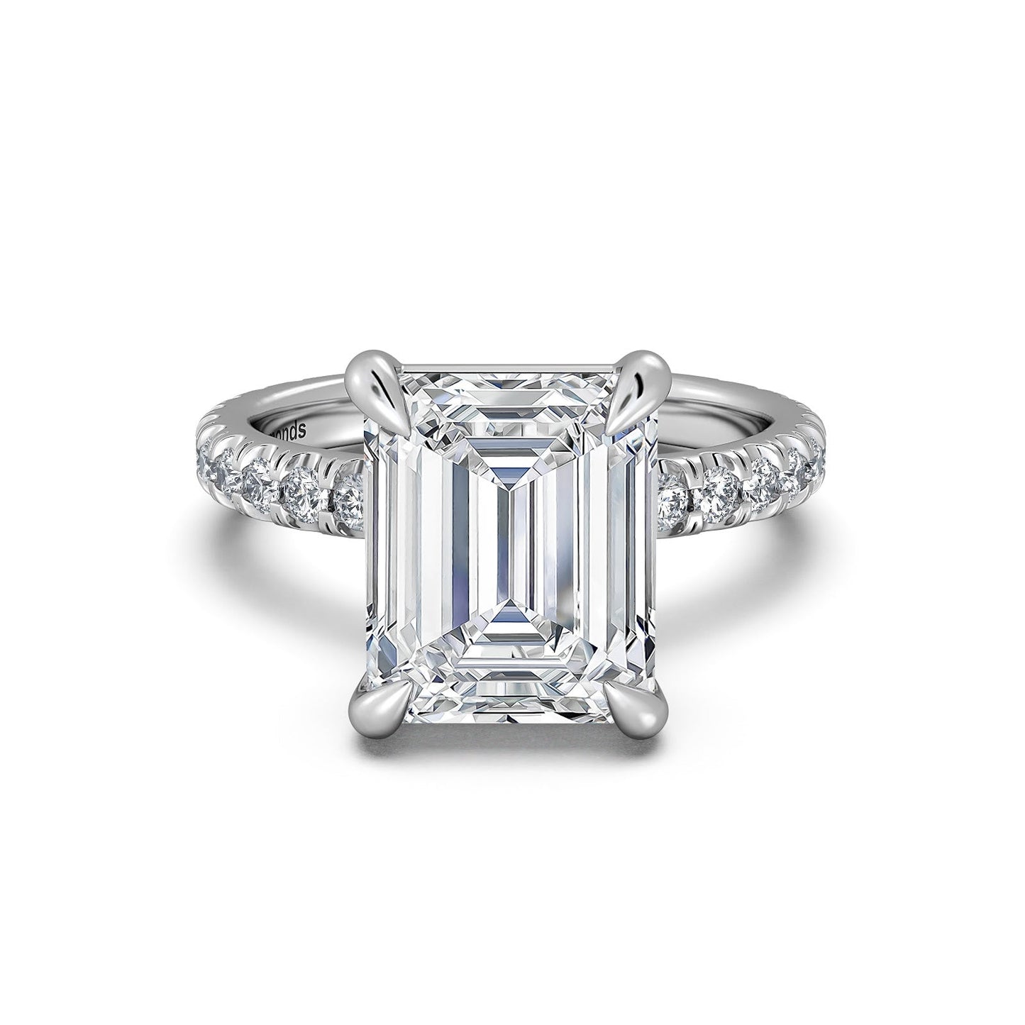 White Gold Radiant Diamond Engagement Ring with Pave Band | Waco Diamonds Is Located In Waco, TX | Central Texas' #1 Engagement Ring Store With Lifetime Warranty