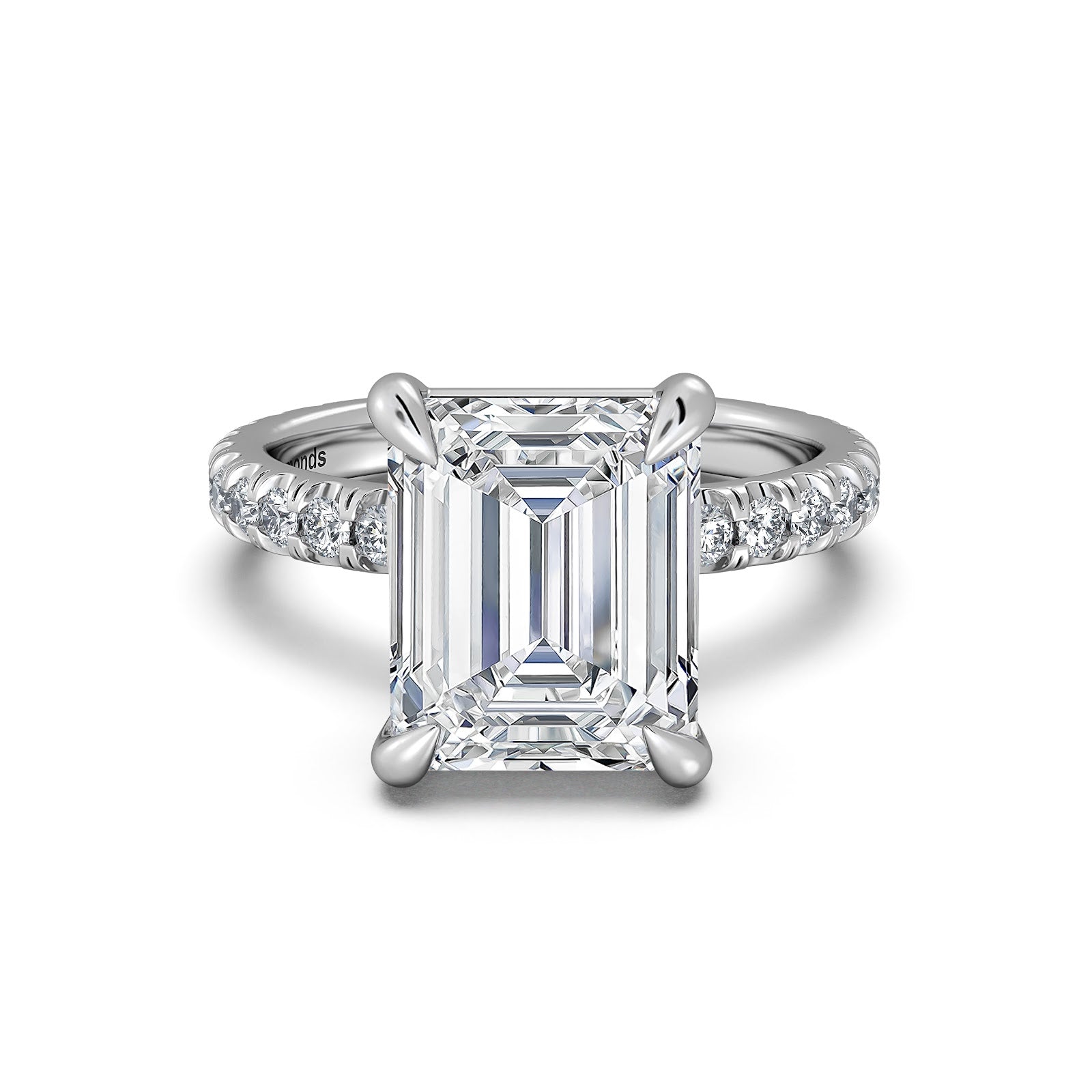 White Gold Radiant Diamond Engagement Ring with Pave Band | Waco Diamonds Is Located In Waco, TX | Central Texas' #1 Engagement Ring Store With Lifetime Warranty