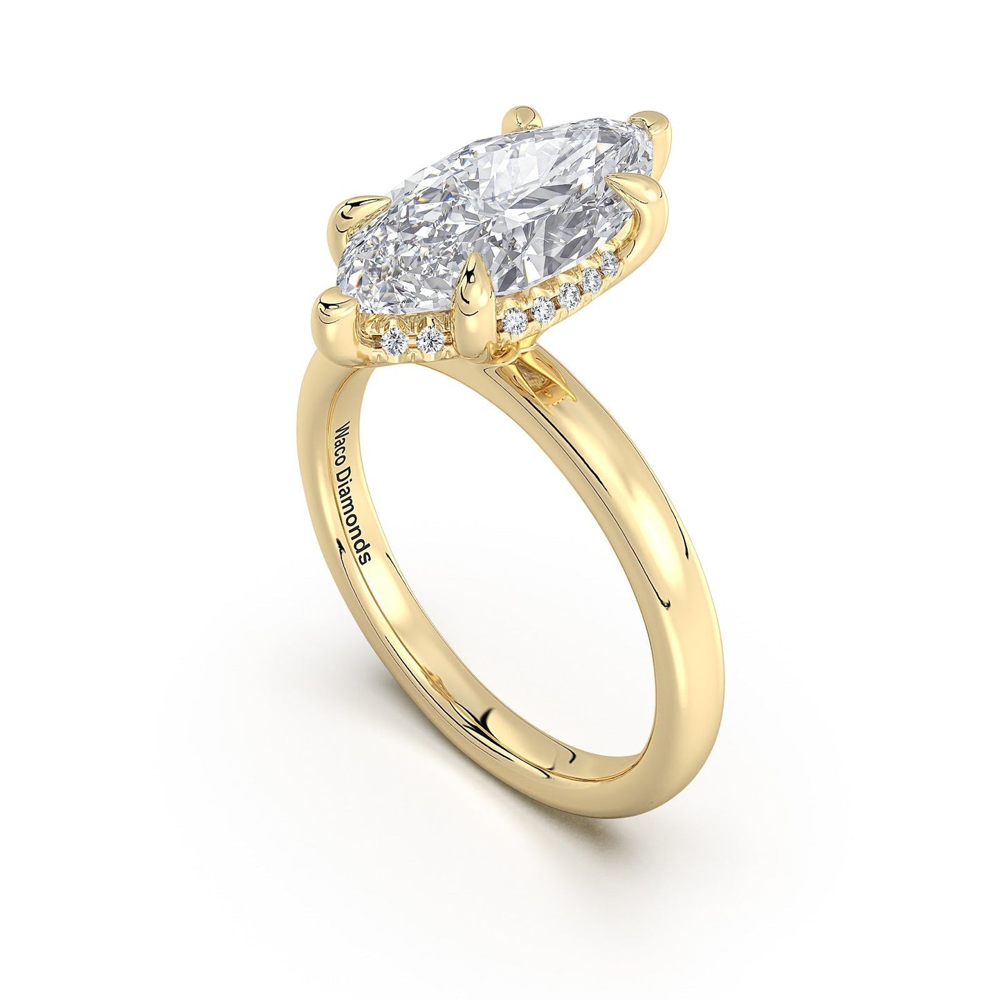 Yellow Gold Marquise Diamond Engagement Ring with Solitaire Band | Waco Diamonds Is Located In Waco, TX | Central Texas' #1 Engagement Ring Store With Lifetime Warranty