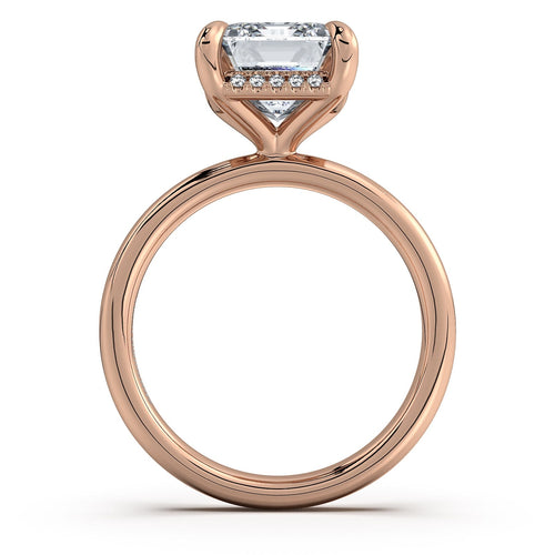 Load image 1 in gallery view. Rose Gold Emerald Diamond Engagement Ring with Solitaire Band Profile View | Waco Diamonds Is Located In Waco, TX | Central Texas' #1 Engagement Ring Store With Lifetime Warranty