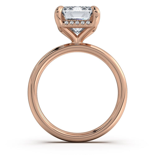 Load image 1 in gallery view. Rose Gold Emerald Diamond Engagement Ring with Solitaire Band | Waco Diamonds Is Located In Waco, TX | Central Texas' #1 Engagement Ring Store With Lifetime Warranty