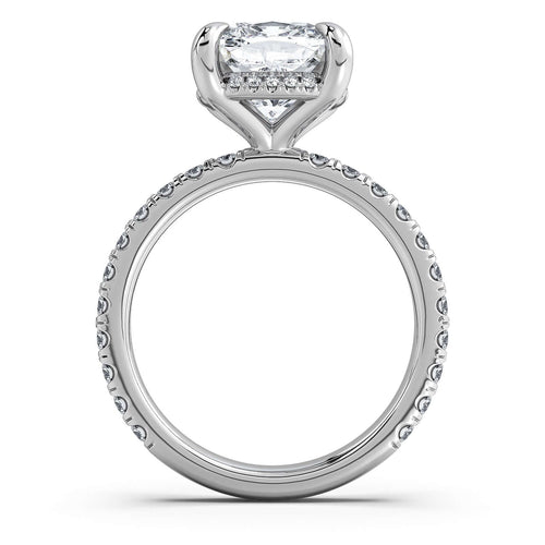 Load image 1 in gallery view. White Gold Cushion Diamond Engagement Ring with Pave Band | Waco Diamonds Is Located In Waco, TX | Central Texas' #1 Engagement Ring Store With Lifetime Warranty