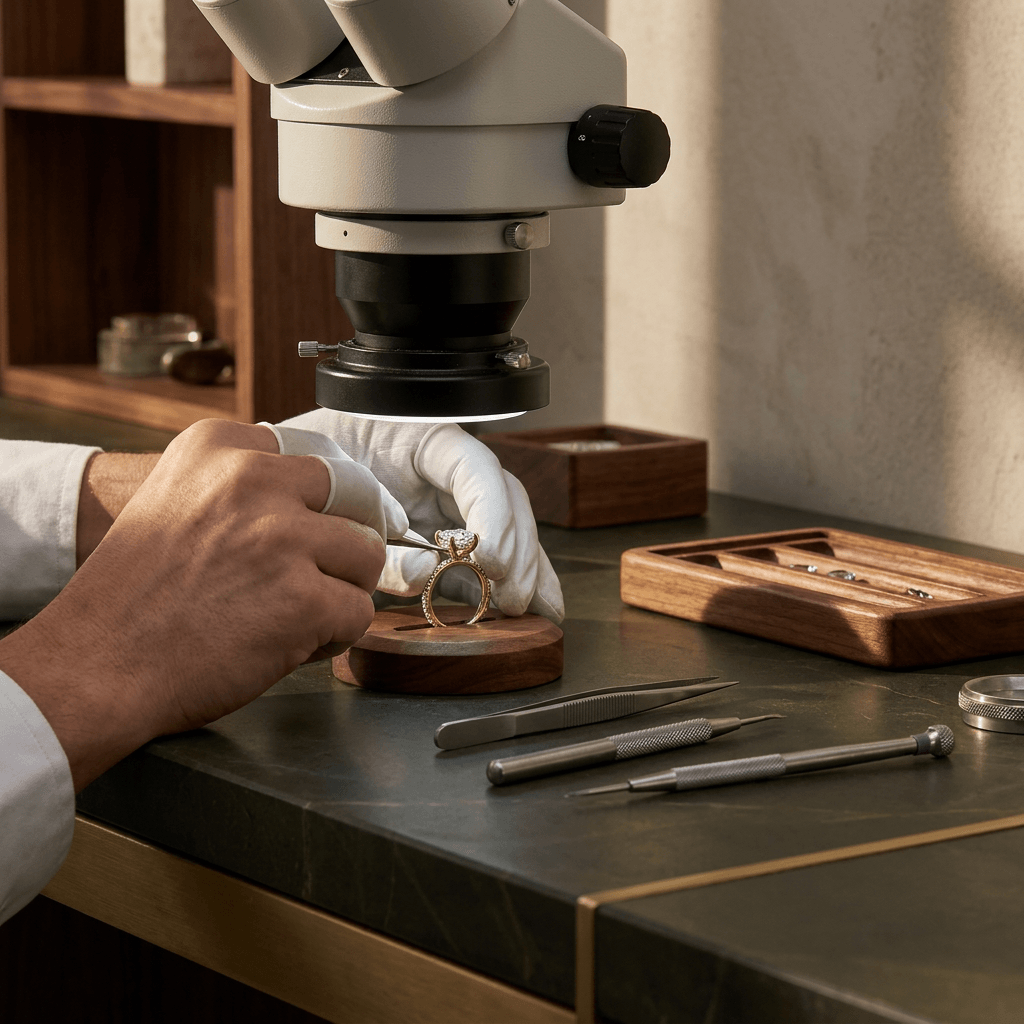 jewelers bench with tools on it